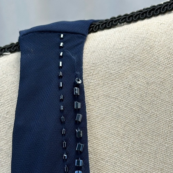 SLNY Sleeveless Tiered Midi Dress Sheer Long Sleeve Jacket - Navy Blue - size 12 - Picture 4 of 12